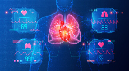 Cardiopulmonary Monitoring and Hemodynamic Monitoring - Conceptual Illustration - obrazy, fototapety, plakaty