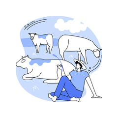 Integrating livestock and crops isolated cartoon vector illustrations.