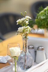 table setting with flowers