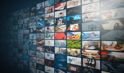 Television streaming video, multimedia wall - obrazy, fototapety, plakaty