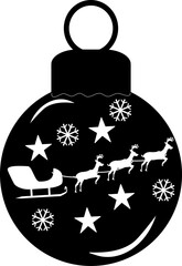 Merry christmas Bauble icon, Happy New Year symbol, black, transparent backgrounds