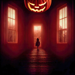Spooky Halloween scene - obrazy, fototapety, plakaty