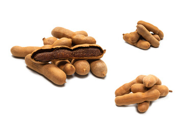 Sweet tamarind isolated on white background.