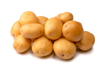A group of fresh tasty potato isolated on white background.