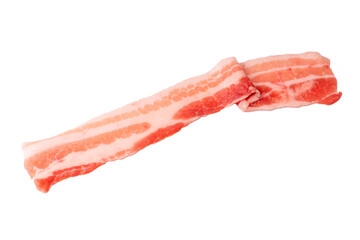 Raw bacon slices isolated on a white background.