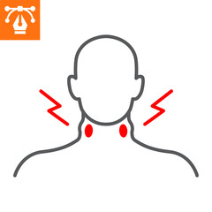 Swollen lymph nodes line icon, outline style icon for web site or mobile app, disease and symptom, lymph nodes vector icon, simple vector illustration, vector graphics with editable strokes.