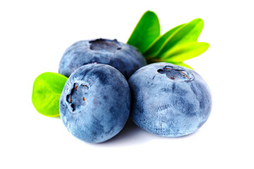 Blueberry isolated on white background. Vegan and vegetarian concept. Macro texture of blueberry berries.Texture blueberry berries close up. Blueberry with leaves.