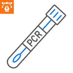 PCR test line icon, outline style icon for web site or mobile app, disease and lab, test tube vector icon, simple vector illustration, vector graphics with editable strokes.