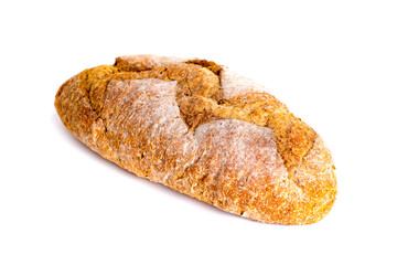 Freshly baked Bread isolated on white background.Healthy bread recipe.Insulated items, baking, side vew