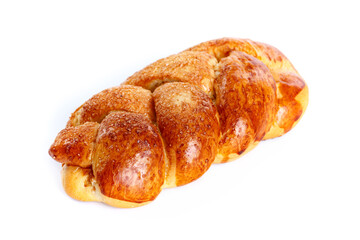 Freshly baked Bread isolated on white background.Healthy bread recipe.Insulated items, baking, side vew