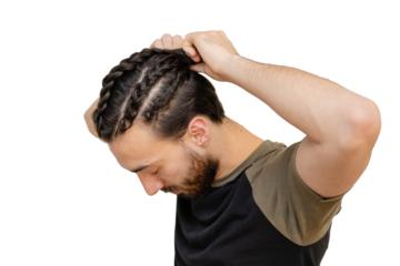 young latin man queer gets braces on his head alone