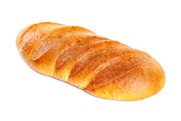 Freshly baked Bread isolated on white background.Healthy bread recipe.Insulated items, baking, side vew