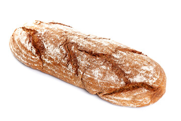Freshly baked Bread isolated on white background.Healthy bread recipe.Insulated items, baking, side vew