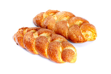 Freshly baked Bread isolated on white background.Healthy bread recipe.Insulated items, baking, side vew