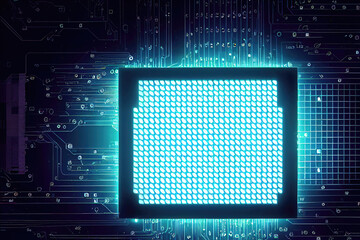 Obraz premium The newest chip, accelerator, processor, illustration. photonic processor of the future.