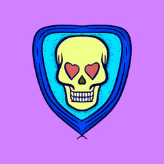Skull Illustration hand drawn cartoon colorful vintage style vector