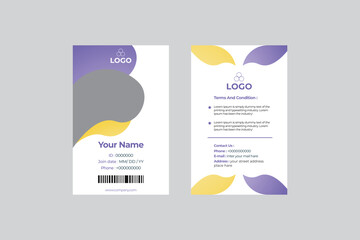 Minimalist Front and back id card template with picture Office Id Card Layout Employee Id Card for Business or Company