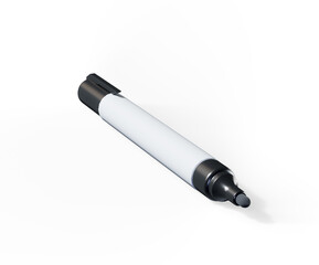 Three colored markers on a white background. light from felt-tip pens. Isolate on white background. 3d render of the marker model.