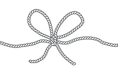 Rope tie line art. Bow, decorative element. Vector illustration