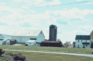 barn and silo in the country side 