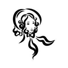 vintage illustration with beautiful fashion girl retro fashion vector