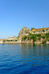 Fototapeta na wymiar photographs of Corfu and the island of Vedos taken from a boat during a sightseeing trip