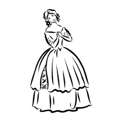 Fototapeta premium vintage illustration with beautiful fashion girl retro fashion vector