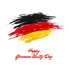 October 3, unity day germany, vector template, greeting card. German flag painted with brush strokes on light background. Germany national holiday of october 3rd. Happy German unity day