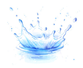 Watercolor illustration of pure water splatter crown