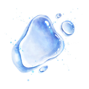Watercolor illustration of pure water drops