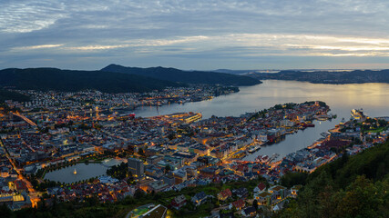 Fototapeta na wymiar Bergen, Norway from mount Fløyen