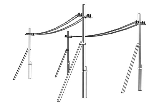 Electrical transmission tower pylon. Wireframe vector illustration