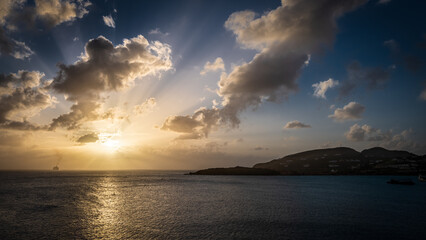 Fototapeta premium sunset over the sea and island