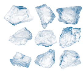 Set of peaces of crushed ice cubes. 