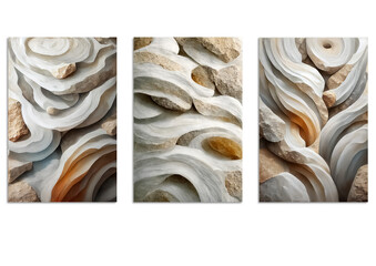 Natural white stone background with carving, textured.  Created with generative ai technology