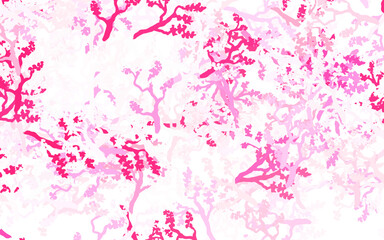 Light Pink vector doodle texture with leaves, branches.