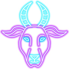 Capricorn Zodiac Neon. Vector Illustration of Horoscope Promotion.