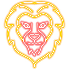 Leo Zodiac Neon. Vector Illustration of Horoscope Promotion.