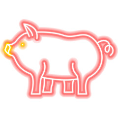 Pig Chinese Zodiac Neon. Vector Illustration of Asia Promotion.
