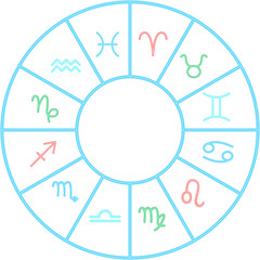 Zodiac Neon Circle. Vector Illustration of Horoscope Promotion.
