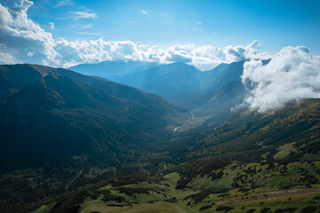 Landscape with mountains (Tatras) from a height