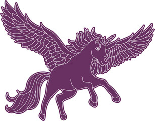 Flat design unicorn silhouette illustration
