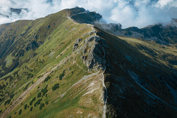 Landscape with mountains (Tatras) from a height