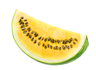 Slice of yellow watermelon cut out