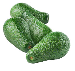 Four avocado fruits cut out