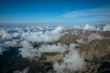 Landscape with mountains (Tatras) from a height