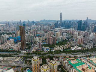 Naklejka na ściany i meble Top view of shenzhen futian district