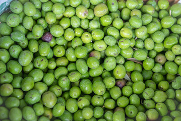 Raw Olive Background ready to put them in salted water