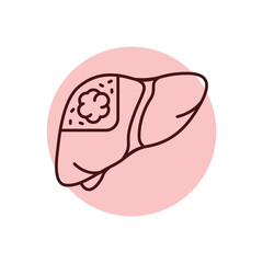 Cancer liver color line icon. Human diseases.