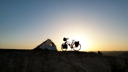 cyclist going camping and touring